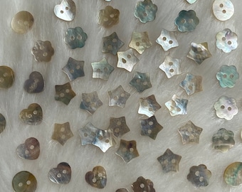 Women Mother of Pearl Shell Sewing Buttons, 2 Holes Natural Shell Star Round Flower Heart Clothing Accessories, Sewing and Craft Supply