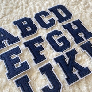 Blauer A-Z-Aufnäher zum Aufbügeln mit Stickerei, Buchstaben für Jacke, Kleidung, Aufnäher für coole Mütze, Kleidungszubehör, DIY-Unisex-Teenager-Aufnäher zum Aufbügeln, DIY-Projekt Bild 2