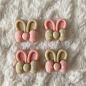 Orejas de conejito de resina para niños de 20 mm con botones de costura de vástago de arco, accesorios de ropa de animales de dibujos animados para niños, suministro de artesanía para niños, suministro de costura