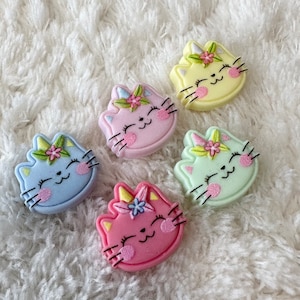 Bottoni da cucito in resina per bambini, da 20 mm, a forma di testa di gatto con un corno, bottoni per abbigliamento per bambini, accessori per abbigliamento fai da te, forniture per cucito