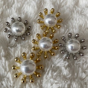20mm Elegant Gold Silver Color Pearl Alloy Shank Sewing Buttons, Round Pearl Blouse Sewing Buttons, Sewing Supply, Clothing Accessories