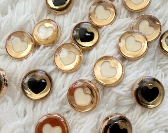 11mm Elegant Mini Heart White Black Gold Blouse Shank Sewing Buttons DIY Clothing Crochet Project Accessories Craft Supply