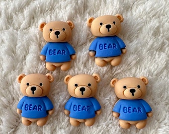 22mm Kids Baby Resin Cutie Bear with Blue Shirt Shank Sewing Buttons, Children Mr Bear Clothing Buttons, Diy Projects, Sewing Supply