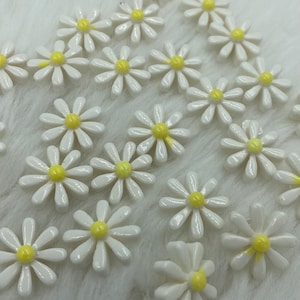 Women Kids Resin 3D White Daisy Flower Sewing Shank Buttons, 20mm Clothing Buttons, DIY Projects, Scrapbooking Accessories