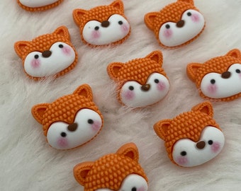 18mm Kids Cute Red Orange Fox Head Cartoon Shank Sewing Button DIY Crochet Animal Jacket Clothing Accessories Sewing and Kids Craft Supply