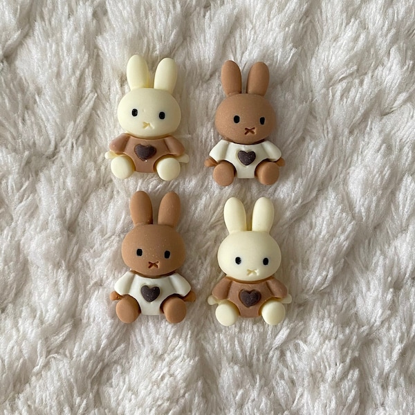 Boutons de couture à tige coeur en résine kawaii, lapin blanc marron, 19 mm, accessoires de vêtements pour animaux pour enfants, fournitures de couture, travaux manuels pour enfants