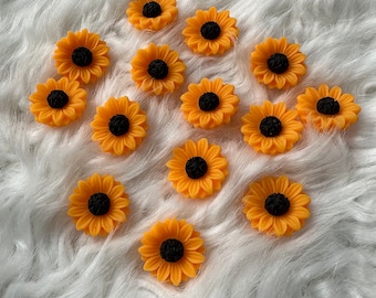 15mm Cute Resin Sunflower Daisy Flower Shank Sewing Buttons, Orange Flower Clothing Buttons, Blouse Jacket Clothing Sewing Accessories, DIY