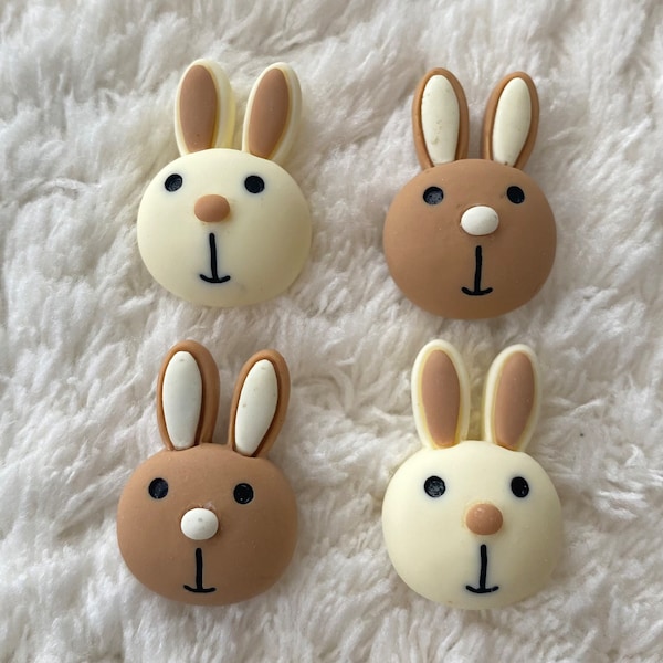 28mm Kids Baby Resin Happy Neutral Color Bunny Shank Sewing Buttons, Cream Brown Children Rabbit Animal Clothes Buttons DIY Clothing Project