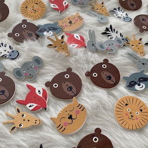5PCS Kids Wood Mixed Animals Sewing Buttons, Kids 2 Holes Animal Clothing Buttons, DIY Scrapbooking