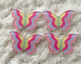 22mm Resin Glitter Rainbow Butterfly Shank Sewing Buttons, Girls Kids Shinny Cute Animal Clothing Buttons, Colorful Sewing Supply Knitting