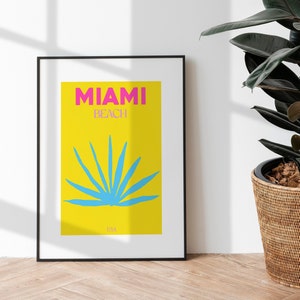 Miami Beach Print, Travel Print, Printable Wall Art, Maximalist Wall Art, Colourful Travel Print