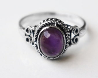 Amethyst Gemstone Ring, Beautiful Ring, Dainty Ring, Sterling Silver Ring, Wedding Ring, Handmade Ring, Natural Amethyst, Statement Ring****