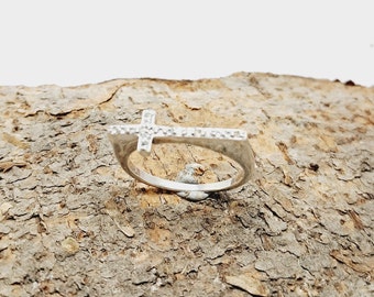 American Diamond Ring, Cross Ring, Sterling Silver Ring, Personalized Ring, Beautiful Ring, Wedding Ring, Handmade Ring, Statement Ring, Her