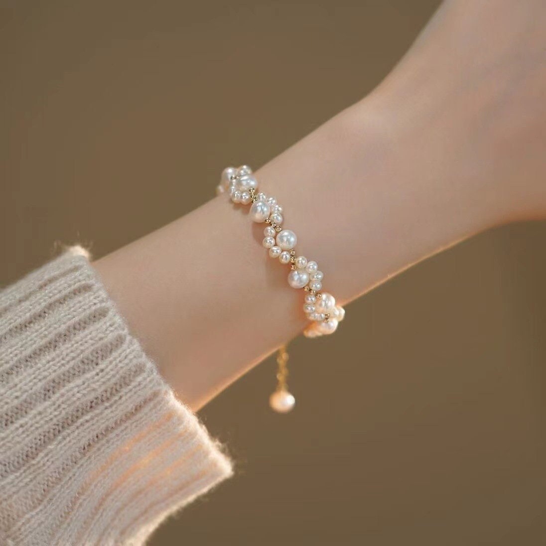 Obmyec Simple Hand Chain Pearl Finger Ring Bracelets India | Ubuy
