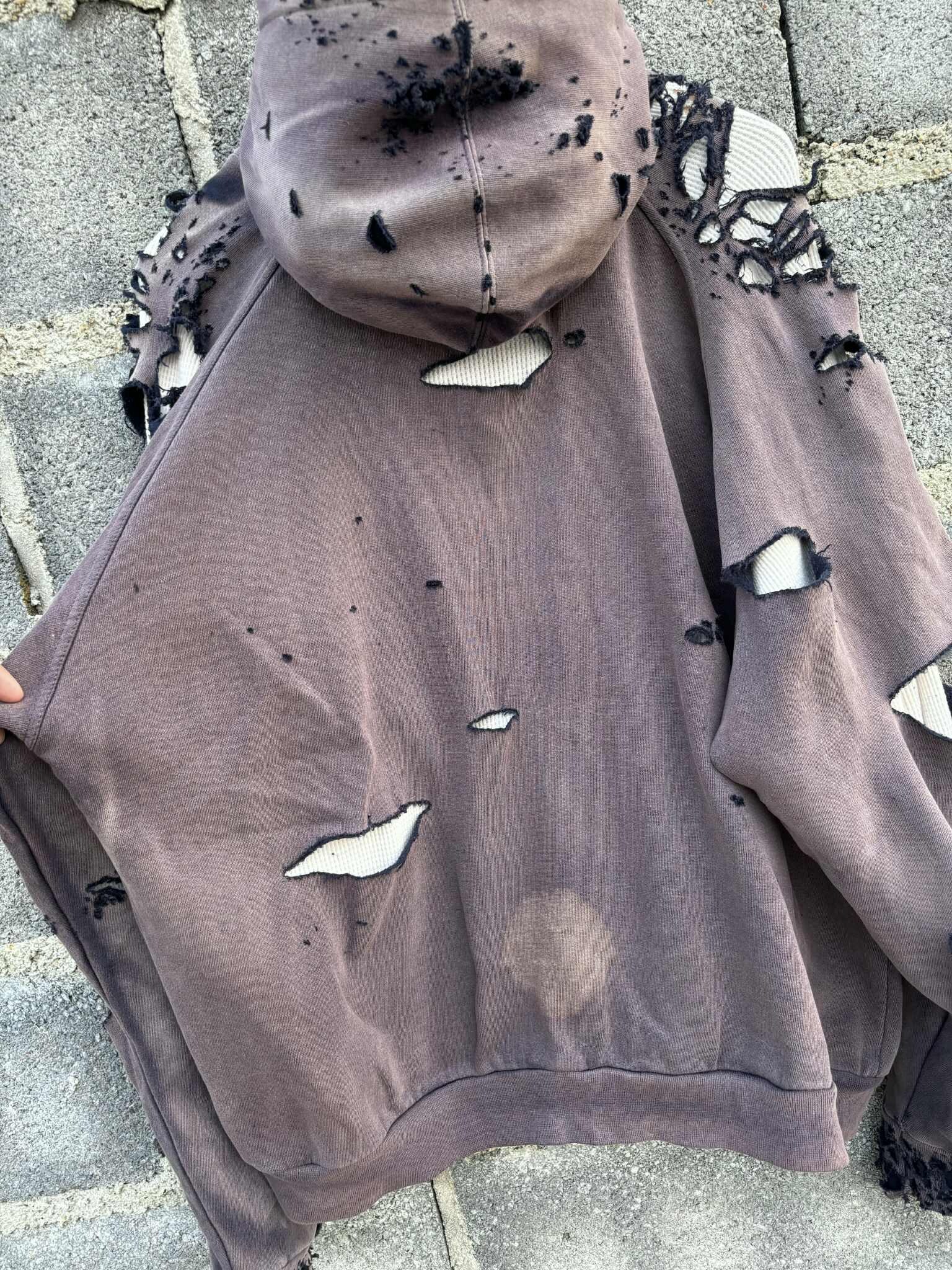 Thrashed Distressed Faded Thermal Waffle Zip Hoodie Black Blank - Etsy
