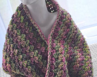 Chunky Infinity Scarf Cowl, Snood In Soft Heather. one size, Adult Handmade.