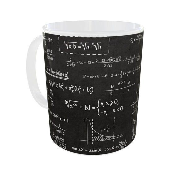 Keramiktasse Algebra Mathematik | verschiedene Farben | Tafel Kreide | Formelsammlung | Mathematische Formel | Wissenschaft | Tasse Schule |