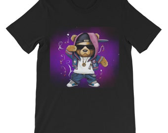 Kids Cool Bear Tshirt Hip Hop Teddy Shirt Kids Rapper Bear Tshirt Hip Hop Bear Tee