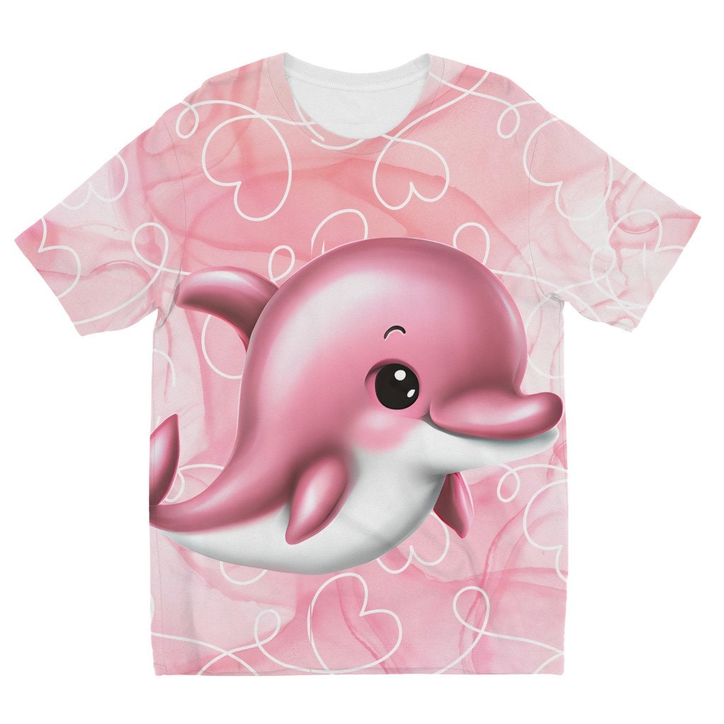 Kids Dolphin Tshirt Children s Pink Tshirt Cute Dolphin Shirt Pink Dolphin Top Dolphin Lover Gift Etsy UK