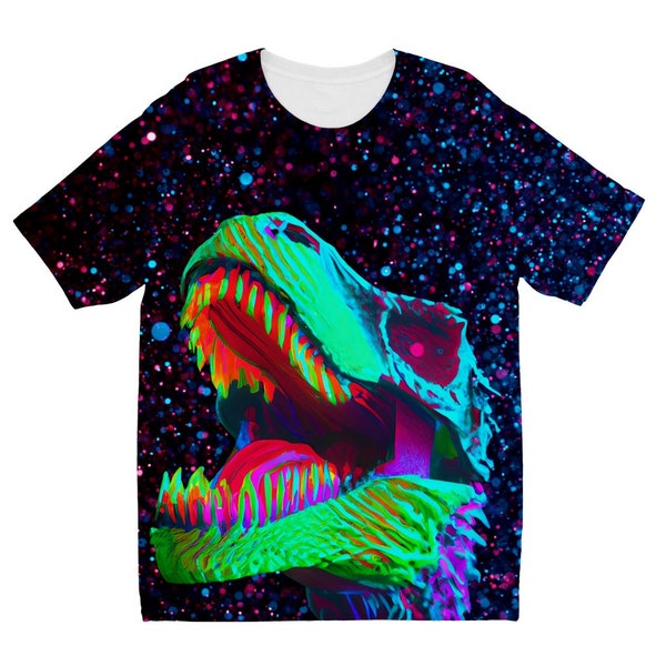 Children's DinosaurTshirt, Colourful Neon T-Rex Kids Shirt, Dinosaur Shirt, Dinosaur Lovers