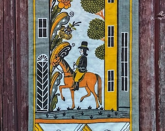 Dalamålning Kurbits printed textile hanging from Sweden