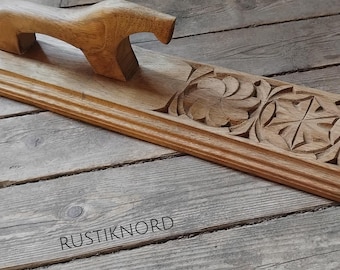 Handcarved Oak mangle board from Sweden