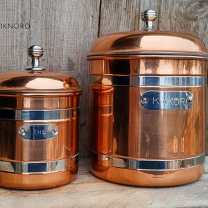 Vintage Swedish Dorre copper Tea & cookie jar set