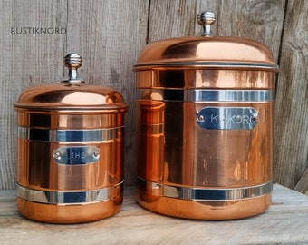 Vintage Swedish Dorre copper Tea & cookie jar set