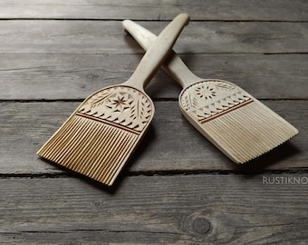 Swedish hand carved wooden butter paddle stamps