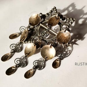 Elvik SØLJE (Star). Traditional Norwegian costume brooch (Small) -Stamped filigree 830 silver
