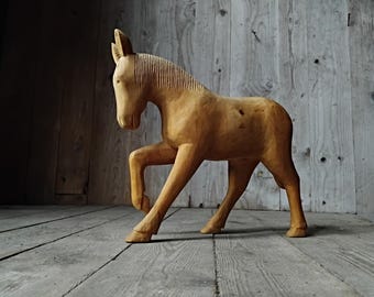 Hand carved wooden horse sculpture from Sweden