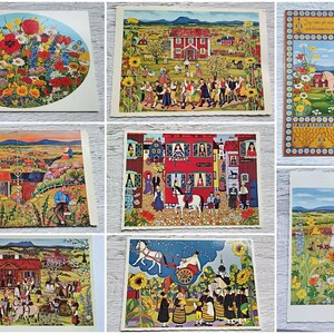 Coleção de 8 cartões postais vintage de Stina Sunesson da Suécia. Não inclui moldura.
