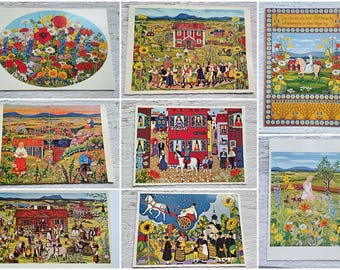 Collection of 8 Vintage Stina Sunesson postcards from Sweden.No frames included.