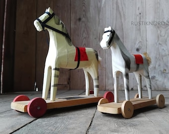 Vintage Brio Osby wooden horses from Sweden. Sold seperately as collectibles / Decor.