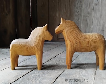 Vintage solid Pine Dalahäst from Sweden. Sold seperately.