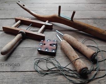 Vintage collection of Ice fishing tackle from Sweden. Collectible-Decor