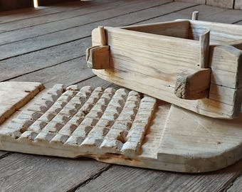 Aged  carved wooden cheese / Butter mold from Sweden
