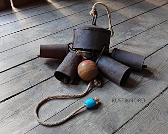 The most superbly old and  Shabby Rusty bell windchime. Handmade From Sweden
