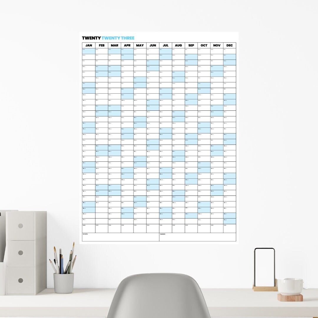 Giant 2023 Wall Calendar, Annual & Yearly Planner, Monthly and Daily