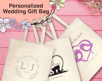 Custom Gift Tote Bag with name | Personalized Gift Tote Bag | Wedding Party Gift Bag | Reusable Shoulder Bag | gift bag | 5oz light Canvas