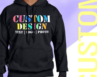 Custom Hoodie | Personalized Hoodie | Custom Text Design Hoodie | Sweatshirt  | Hooded Sweatshirt | Gildan G185