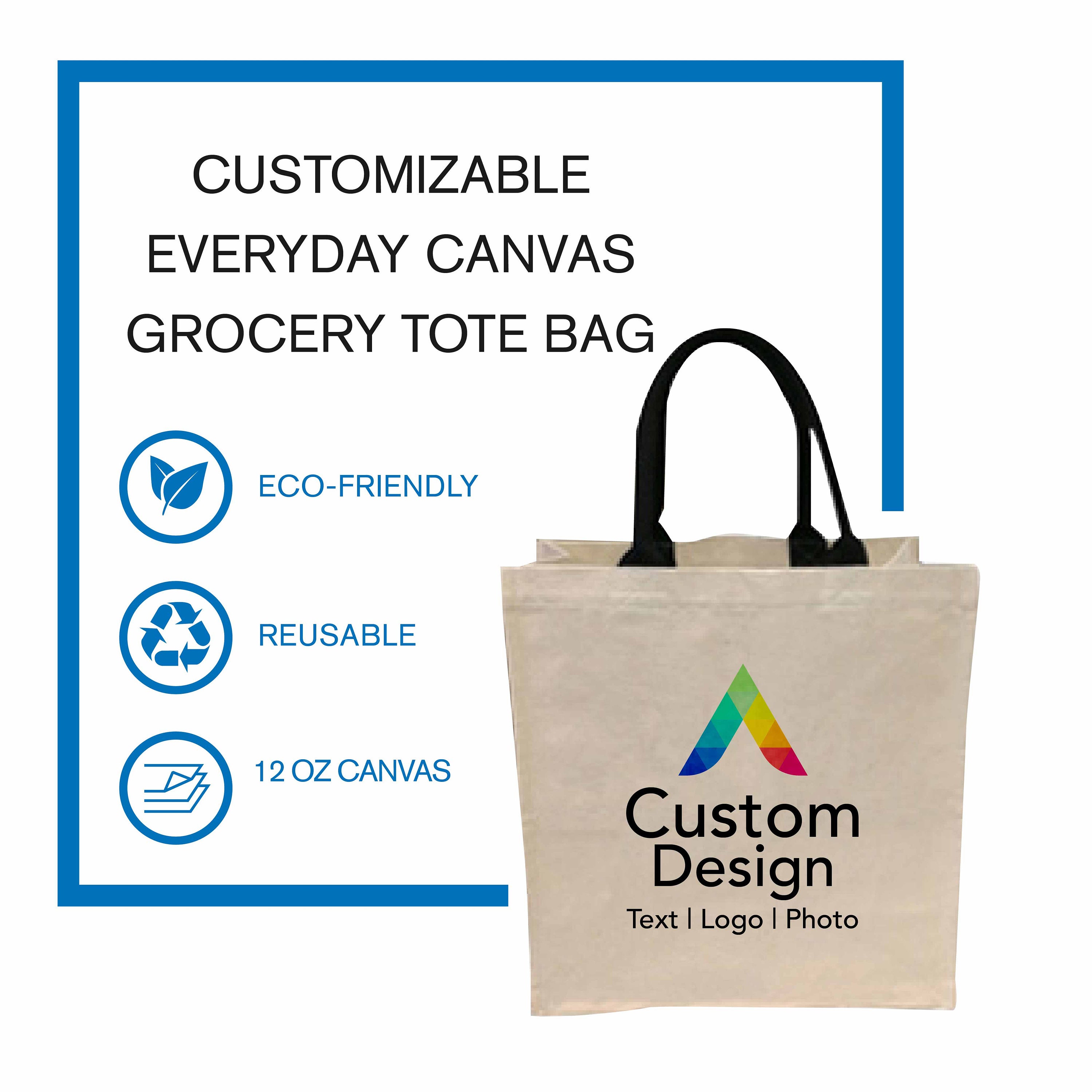 Custom Reusable Canvas Grocery Tote Bag 13w X - Etsy