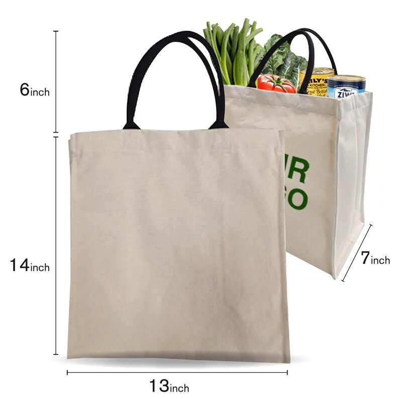 Custom Reusable Canvas Grocery Tote Bag 13w X - Etsy