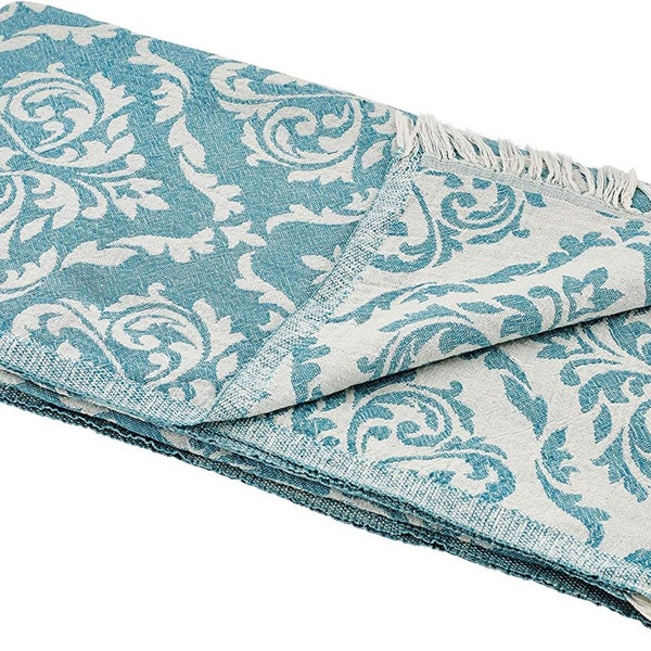 Carenesse Hamamtuch Barock 90 x 175 cm petrol Edles Hamam Handtuch 100% saugfähige Baumwolle Pestemal Fouta weich & zart Leichtes Hamamtuch