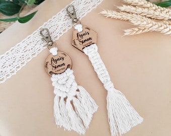 Lot de 5 porte clé mariage | porte clé macramé | cadeau d'invité | souvenir mariage | mariage bohème | save the date