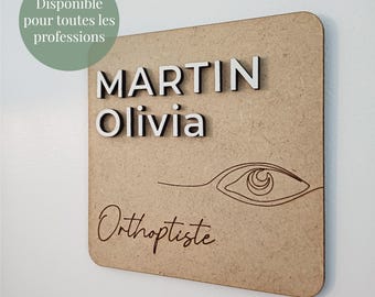 Plaque de porte signalétique profession, panneau de porte métier, cabinet paramédical