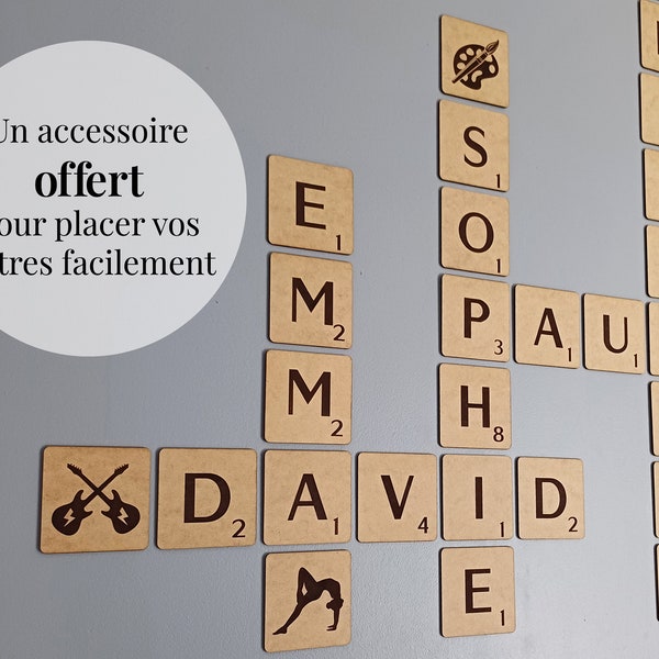 Lettres à accrocher | scrabble géant personnalisé | déco murale prénoms famille | déco personnalisée | cadeau famille | souvenir famille