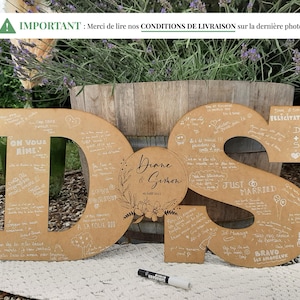 Livre d'or initiales des mariés XXL en bois, alternative au livre d'or traditionnel. Décoration de mariage originale