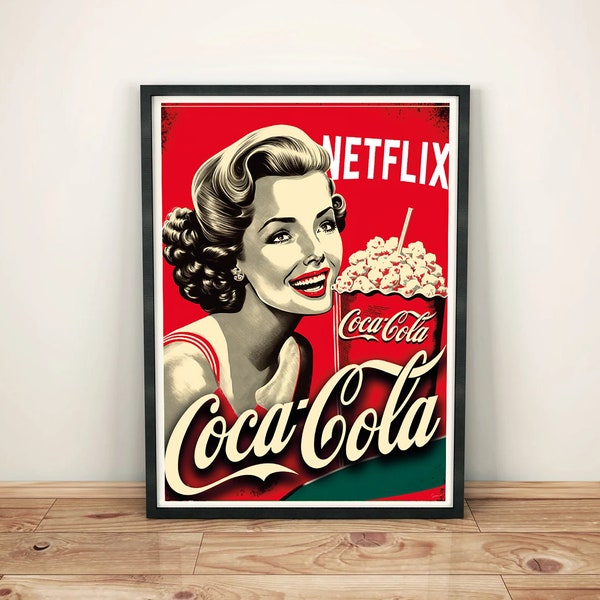 Affiche de Pub Original, COCA COLA, Années 60, PRINT, Format A5/A4/A3/A2/A1/A0, Création, Idée Cadeau / 60s Pub Poster, Decor, Art Mural