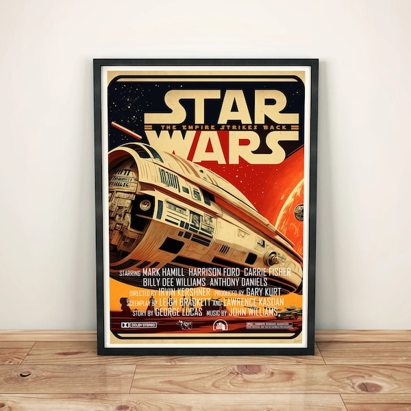 Affiche de film STAR WARS, Années 70, PRINT, Format A5/A4/A3/A2/A1/A0, Création, Idée Cadeau / 70s Movie Poster, Wall Decor, Art Mural